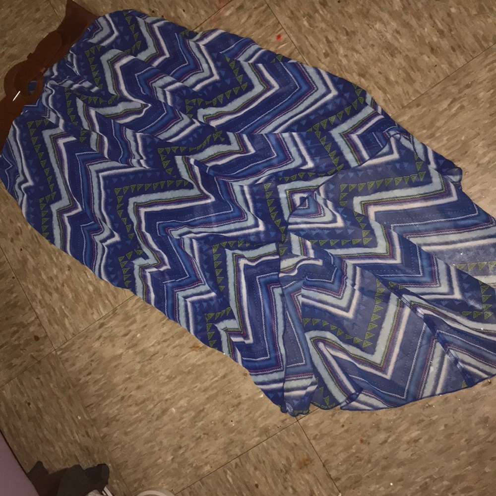 blue high low skirt